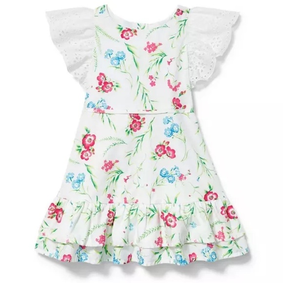 Janie and Jack Eyelet Sleeve Wildflower Print Dress SIZE 2T - Picture 1 of 7